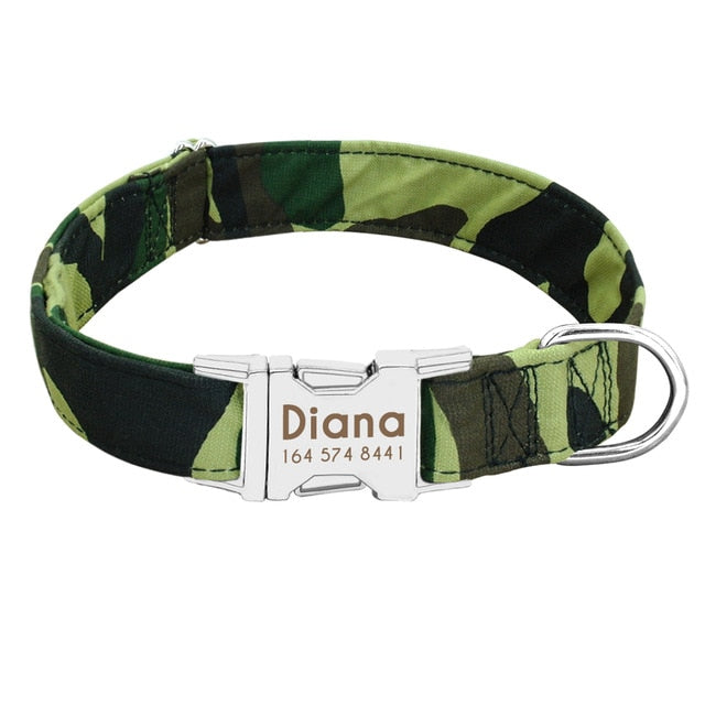 Adjustable Nameplate ID Collars For Medium Large Dogs
