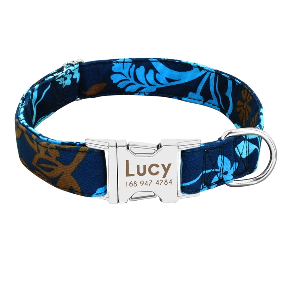 Adjustable Nameplate ID Collars For Medium Large Dogs