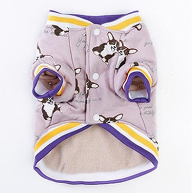 Floral Print Cold Season Dog Coat  Bulldog Jacket